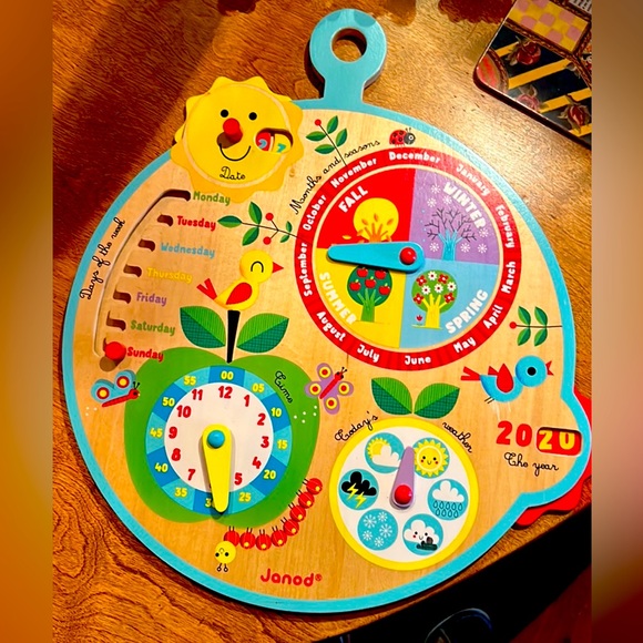 Wooden Calendar, Weather and Clock Classroom Learning Toy *As is - France - Picture 1 of 12